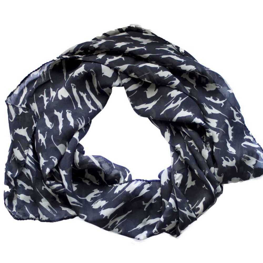 NWT Meowingtons Black Clowder Chiffon Cat Scarf